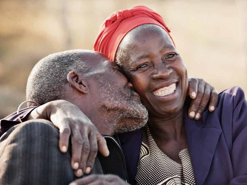 senior couple laughing together